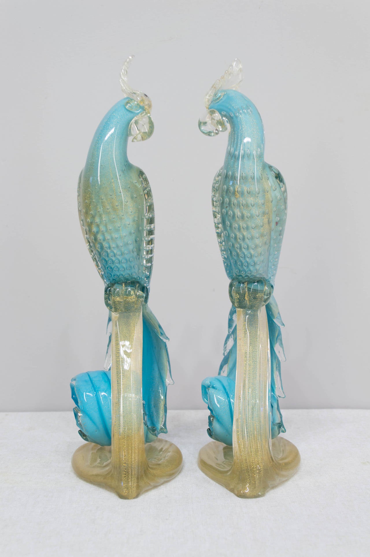 20th Century Pair of Murano Glass Barbini Birds