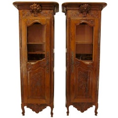 19th c. Pair of Louis XV Style Bonnetières or Display Cabinet