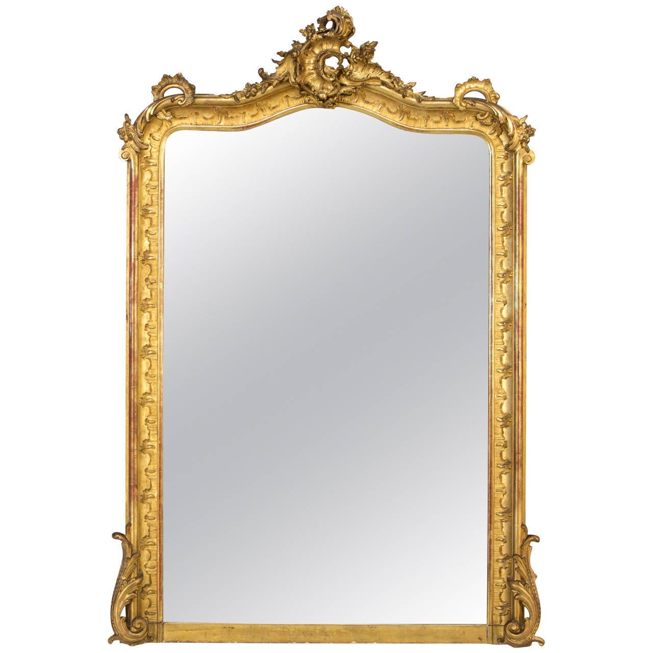 19th c. French Louis XV Style Gilded Mirror at 1stDibs