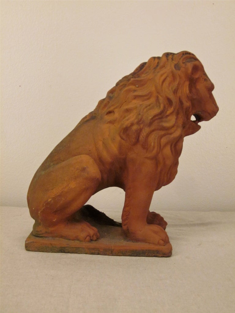 20th Century French Terracotta Lion Sculpture