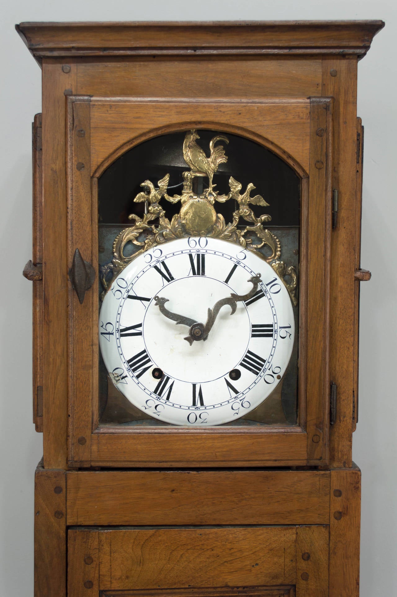 Walnut 18th Century French Horloge de Parquet or Tall Case Clock
