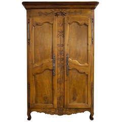 19th c. French Louis XV Style Walnut Armoire