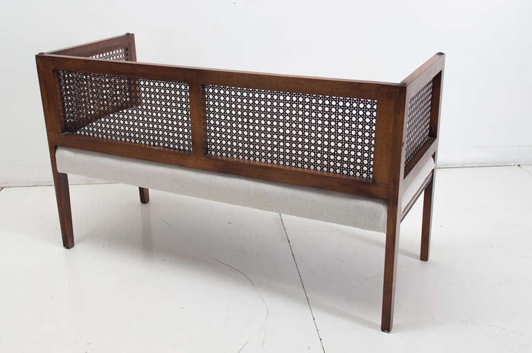 Mid-Century Caned Bench or Settee In Excellent Condition In Winter Park, FL