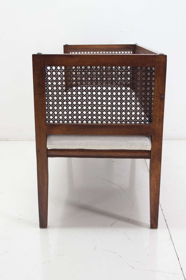 Mid-20th Century Mid-Century Caned Bench or Settee