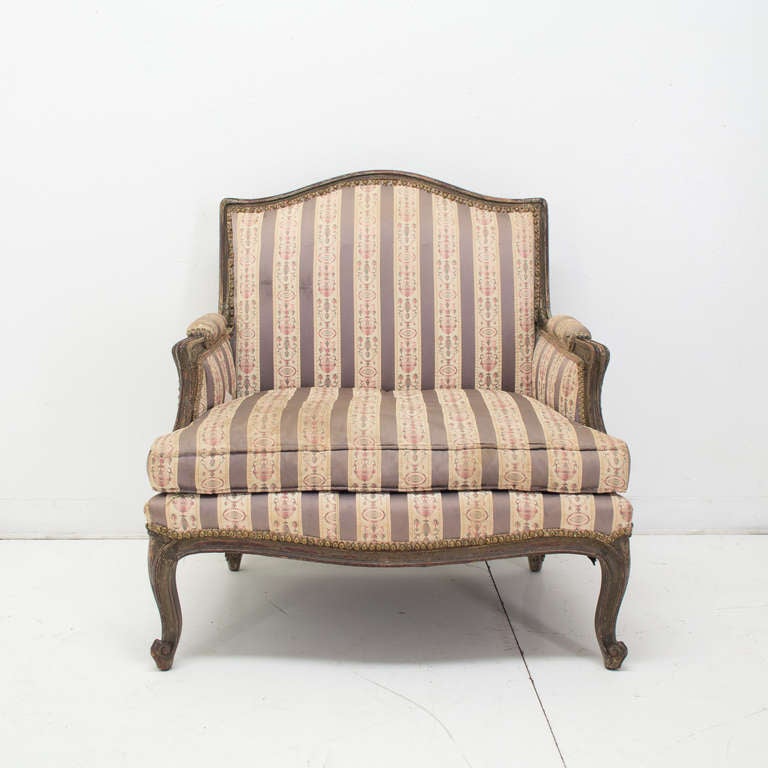 18th C. French Louis XV Marquise or Arm Chair 1