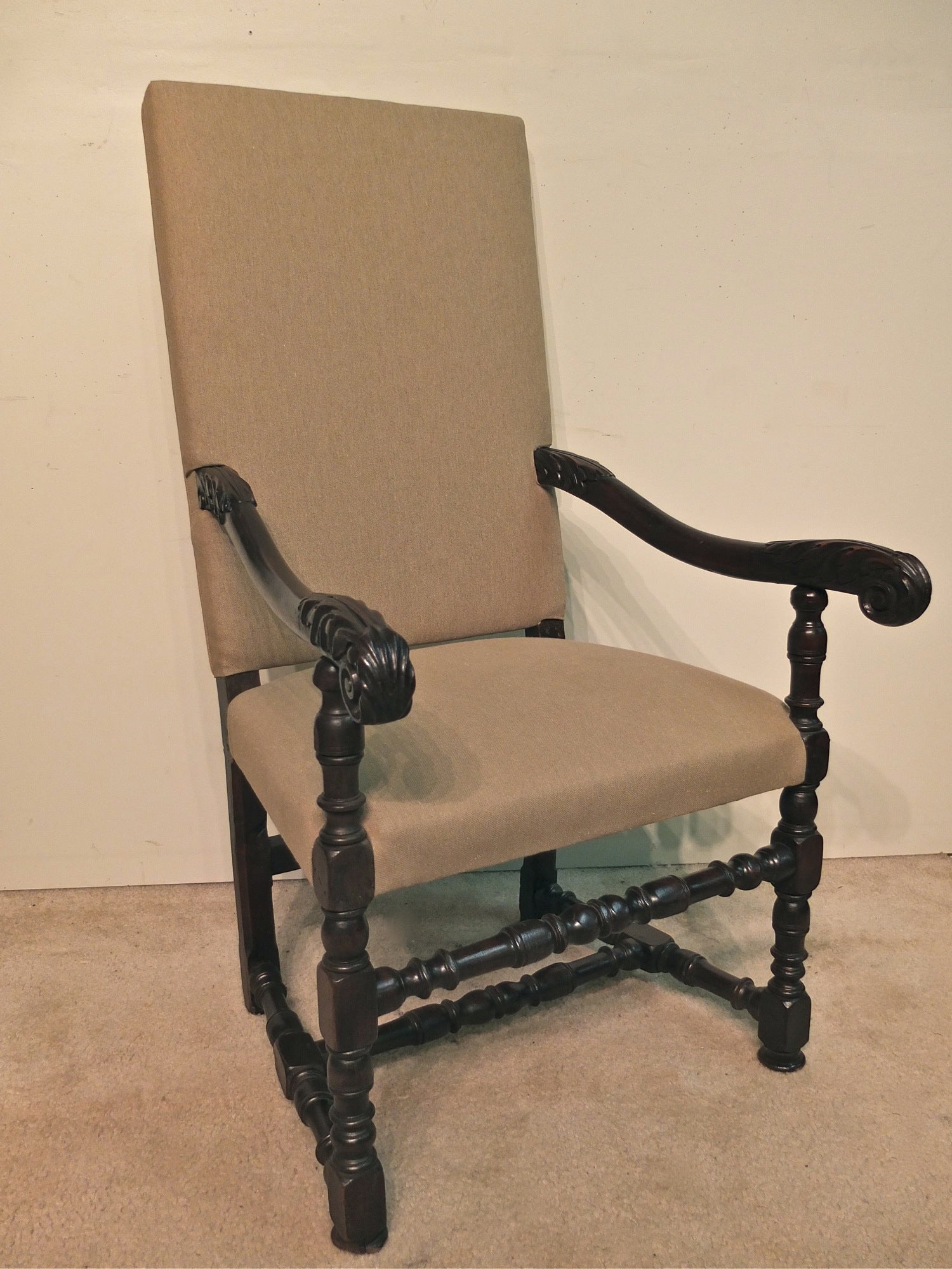  French Louis XIII Style Fauteuil or Arm Chair