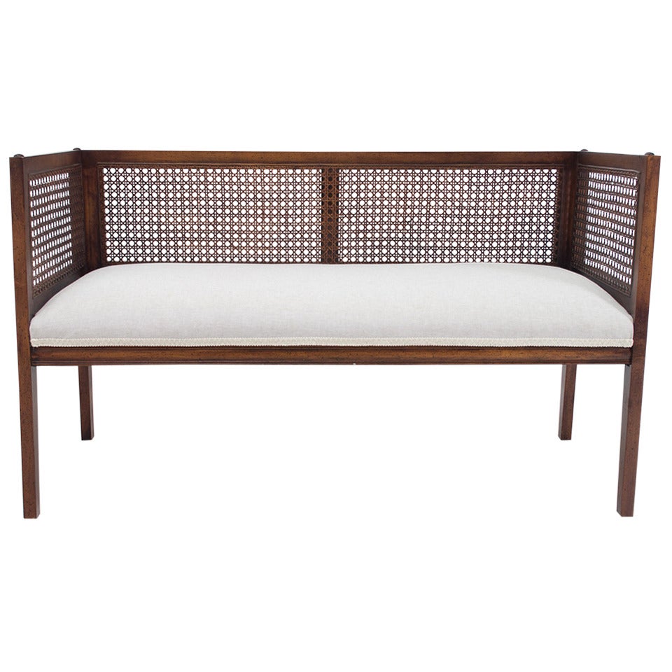 Mid-Century Caned Bench or Settee