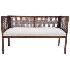 Vintage Mid-Century Caned Bench or Settee