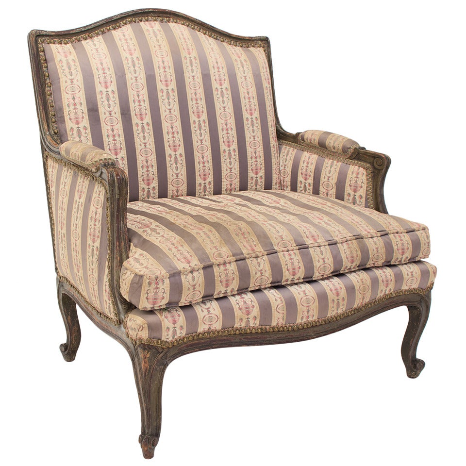 18th C. French Louis XV Marquise or Arm Chair