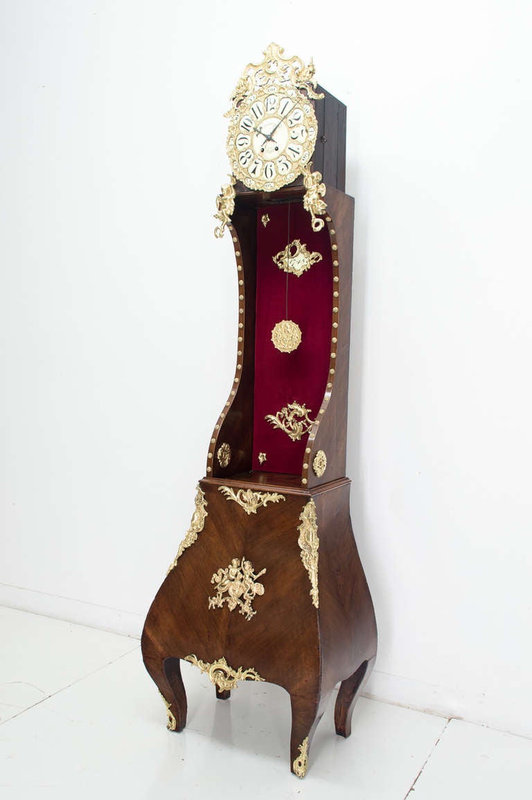 Rococo 18th Century Louis XV Rocco Bronze Mounted Tall Case Clock