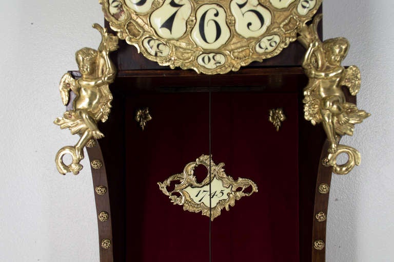 18th Century Louis XV Rocco Bronze Mounted Tall Case Clock 1