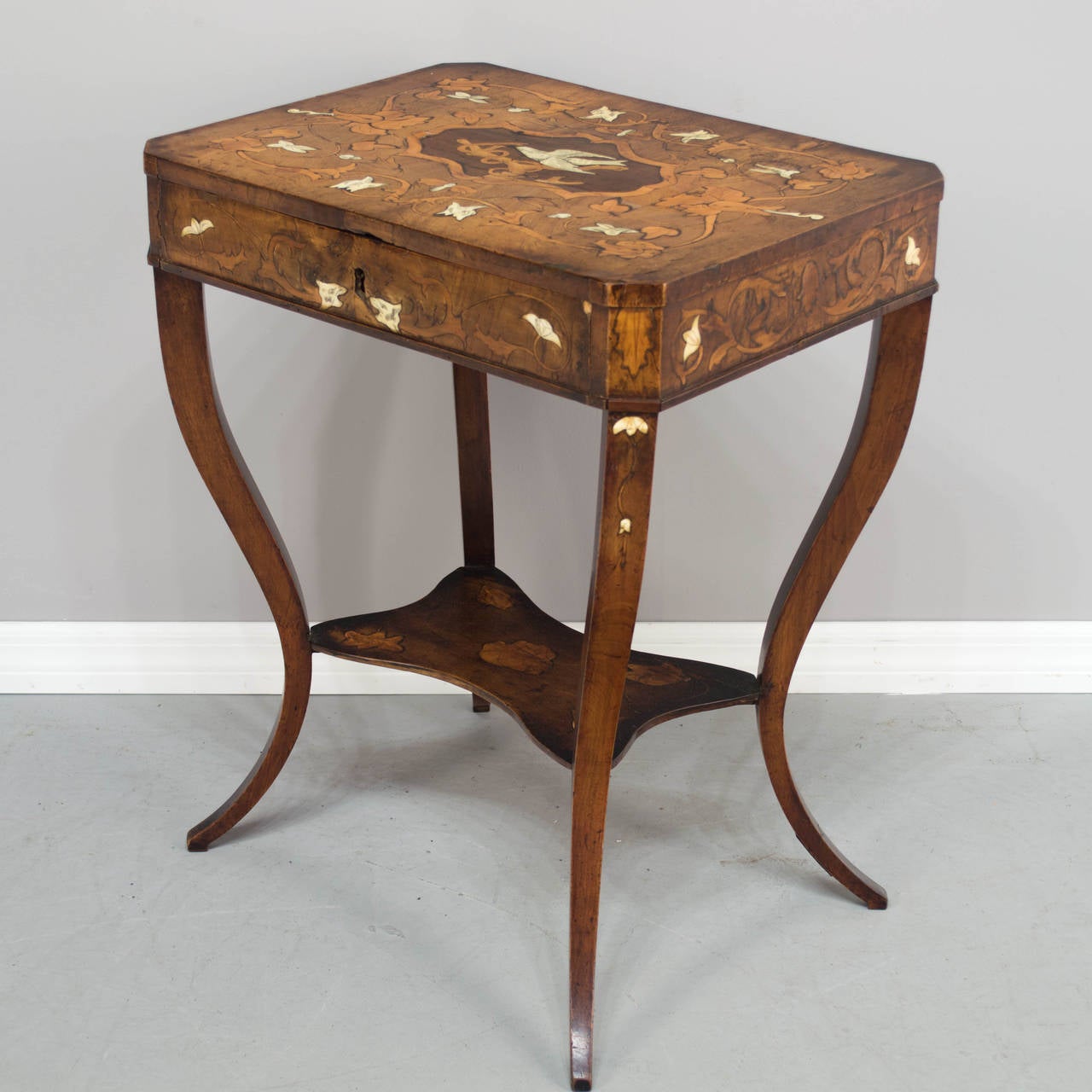 Inlay 19th Century Italian Marquetry Side Table