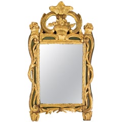Antique Period 18th c. Régence Partial Gilt and Painted Mirror