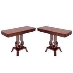 French Pair of Art Deco Mahogany Consoles