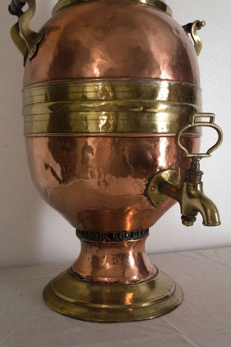 19th c. French Brass and Copper Samovar 2