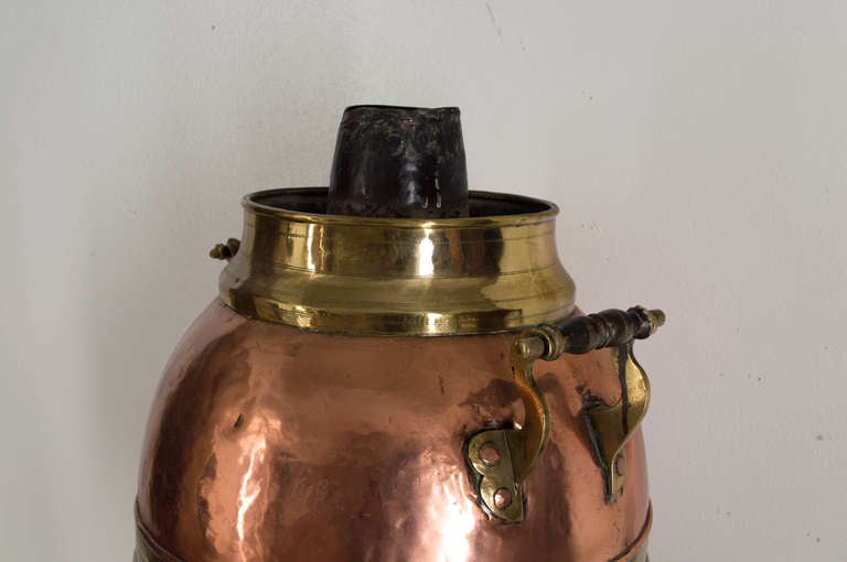 19th c. French Brass and Copper Samovar 4