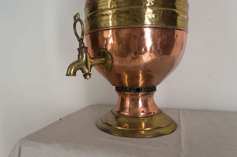 19th c. French Brass and Copper Samovar 5