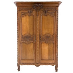 19th C.  French Normandy Carved Armoire