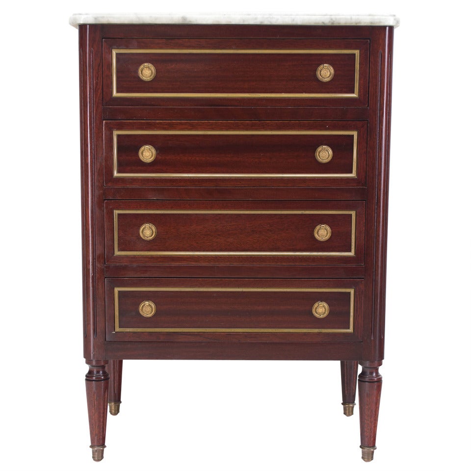 Pair of Louis XVI Style Mahogany Commodes or Chests of Drawers