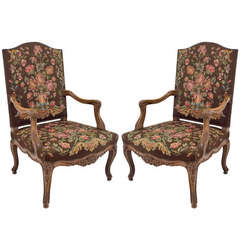 Pair Of Late 19th C. French Louis XV Style Fauteuils Or Arm Chairs