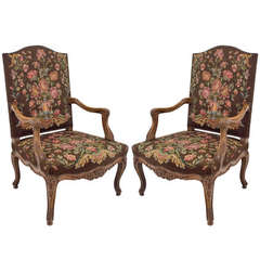 Pair Of Late 19th C. French Louis XV Style Fauteuils Or Arm Chairs