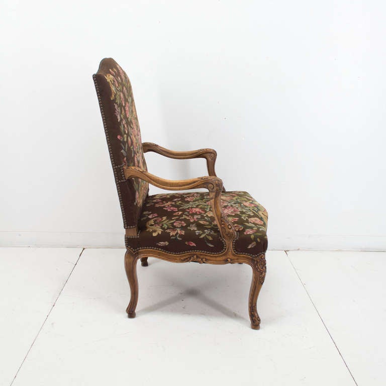 Pair Of Late 19th C. French Louis XV Style Fauteuils Or Arm Chairs 1