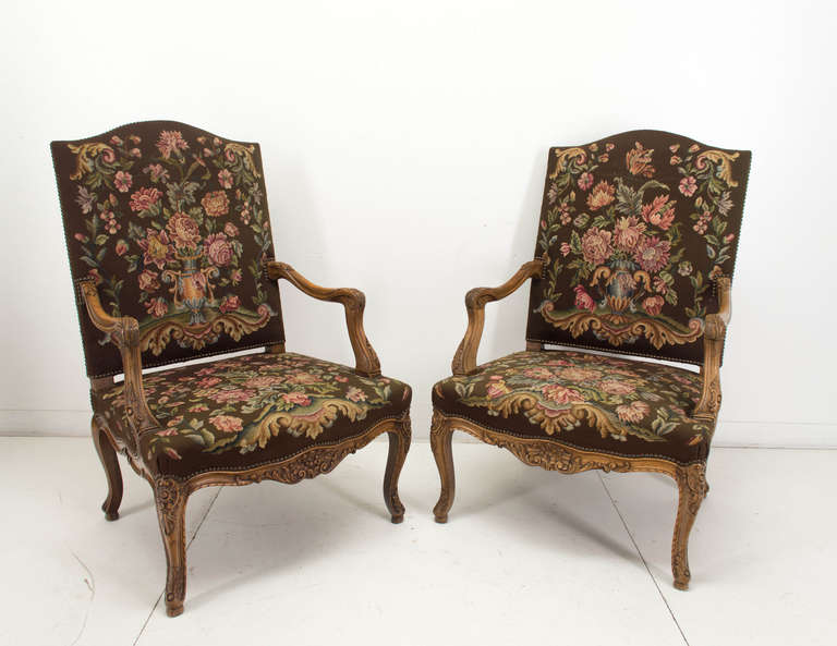 Pair Of Late 19th C. French Louis XV Style Fauteuils Or Arm Chairs 2