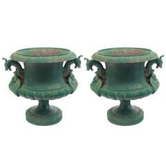 19th Century French Pair of Cast Iron Urns or Planters