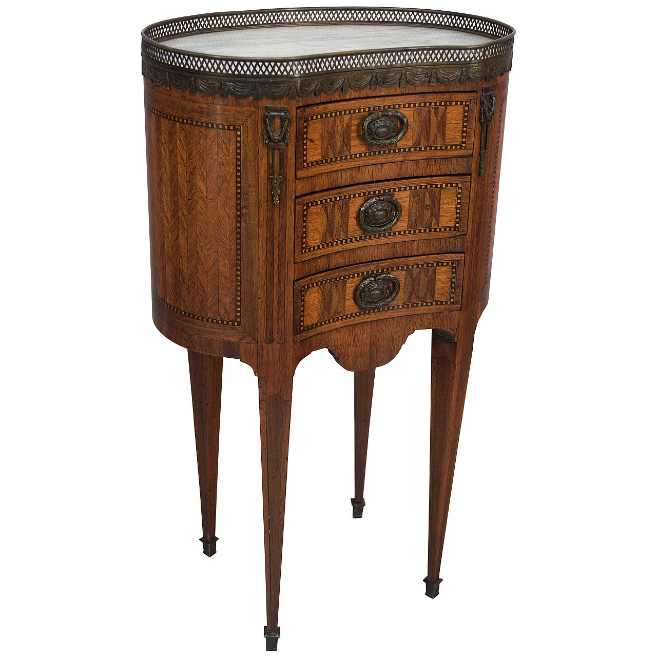 19th Century French Louis XVI Style Marquetry Side Table