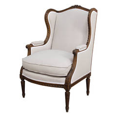 19th c. French Louis XVI Style Bergere or Arm Chair.
