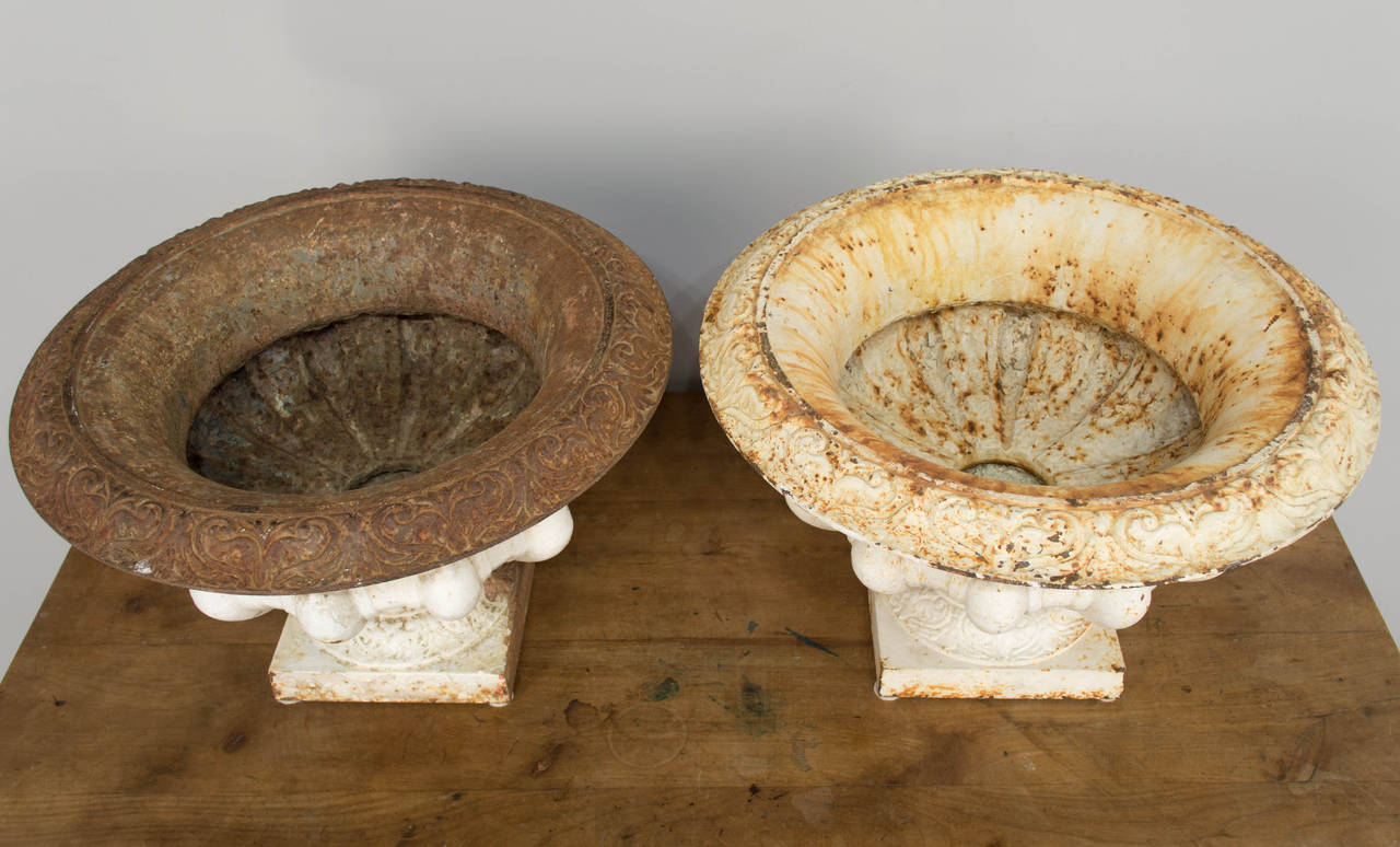 Pair of 19th Century French Cast Iron Urns 2
