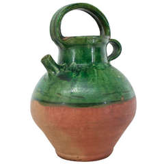 Vintage Early 20th Century French Terracotta Glazed Water Jug