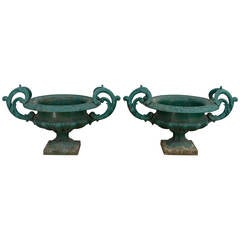 Pair of 19th Century French Cast Iron Urns