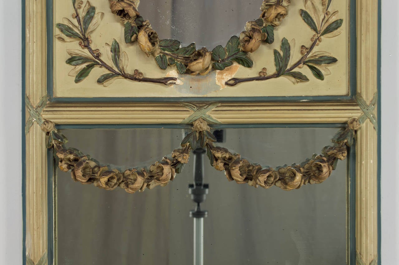 Wood French Louis XVI Style Trumeau Mirror