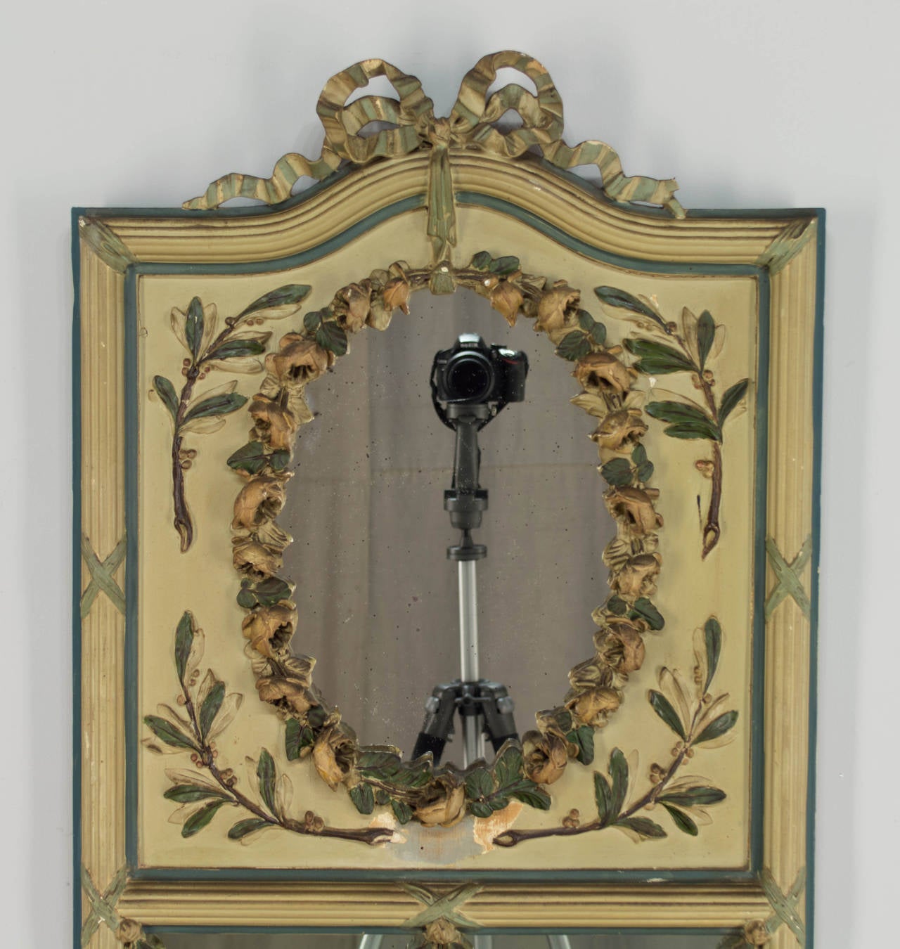 French Louis XVI Style Trumeau Mirror In Good Condition In Winter Park, FL