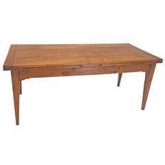 19th Century French Country Farm Table with Two Draw Leaves