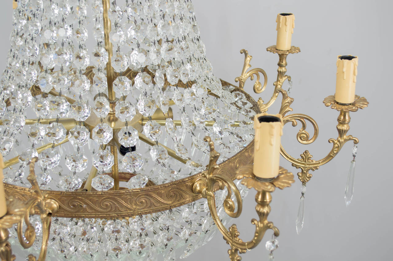 Pair of French Empire Style Crystal Chandeliers 1
