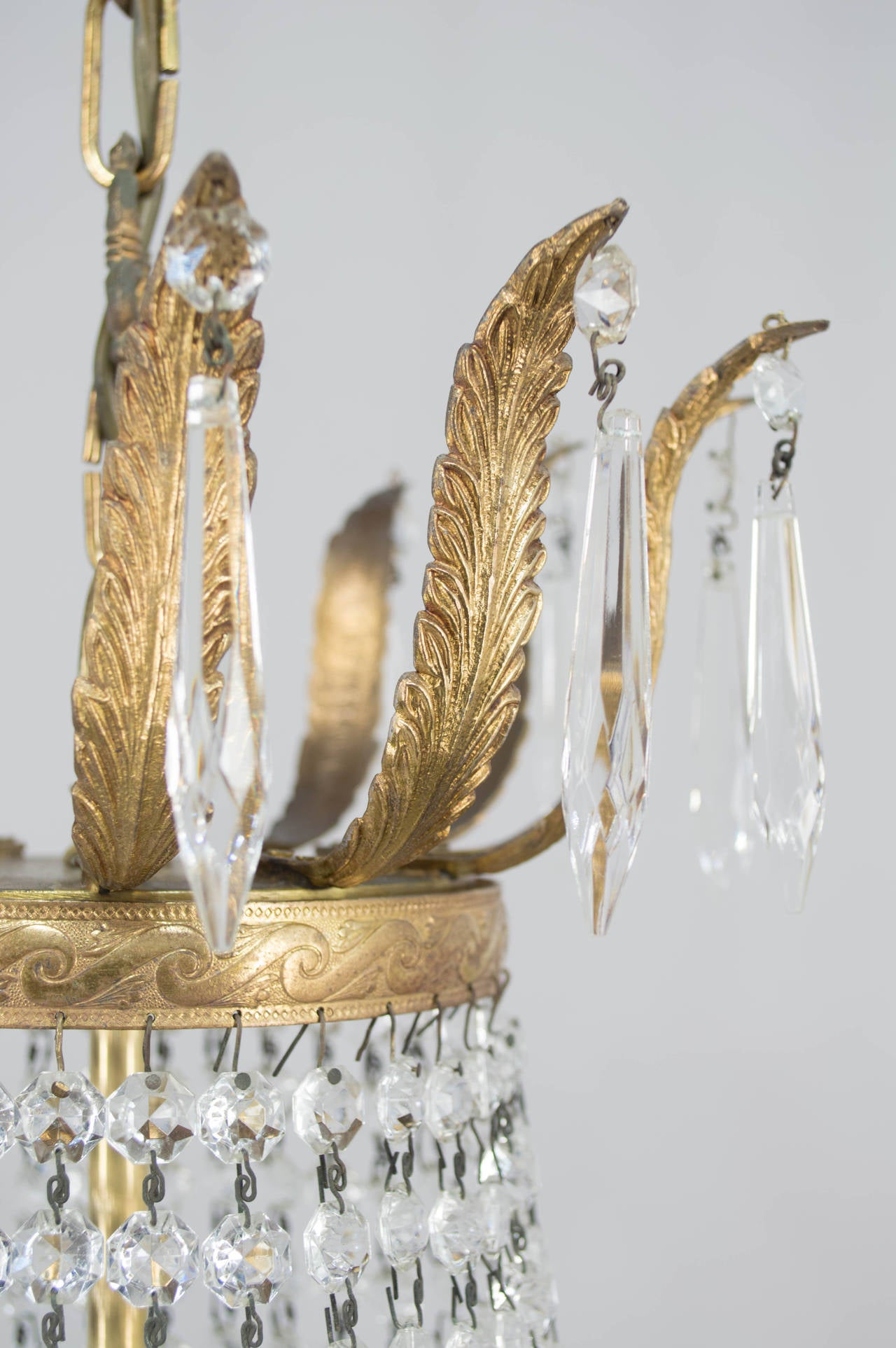 Pair of French Empire Style Crystal Chandeliers 5