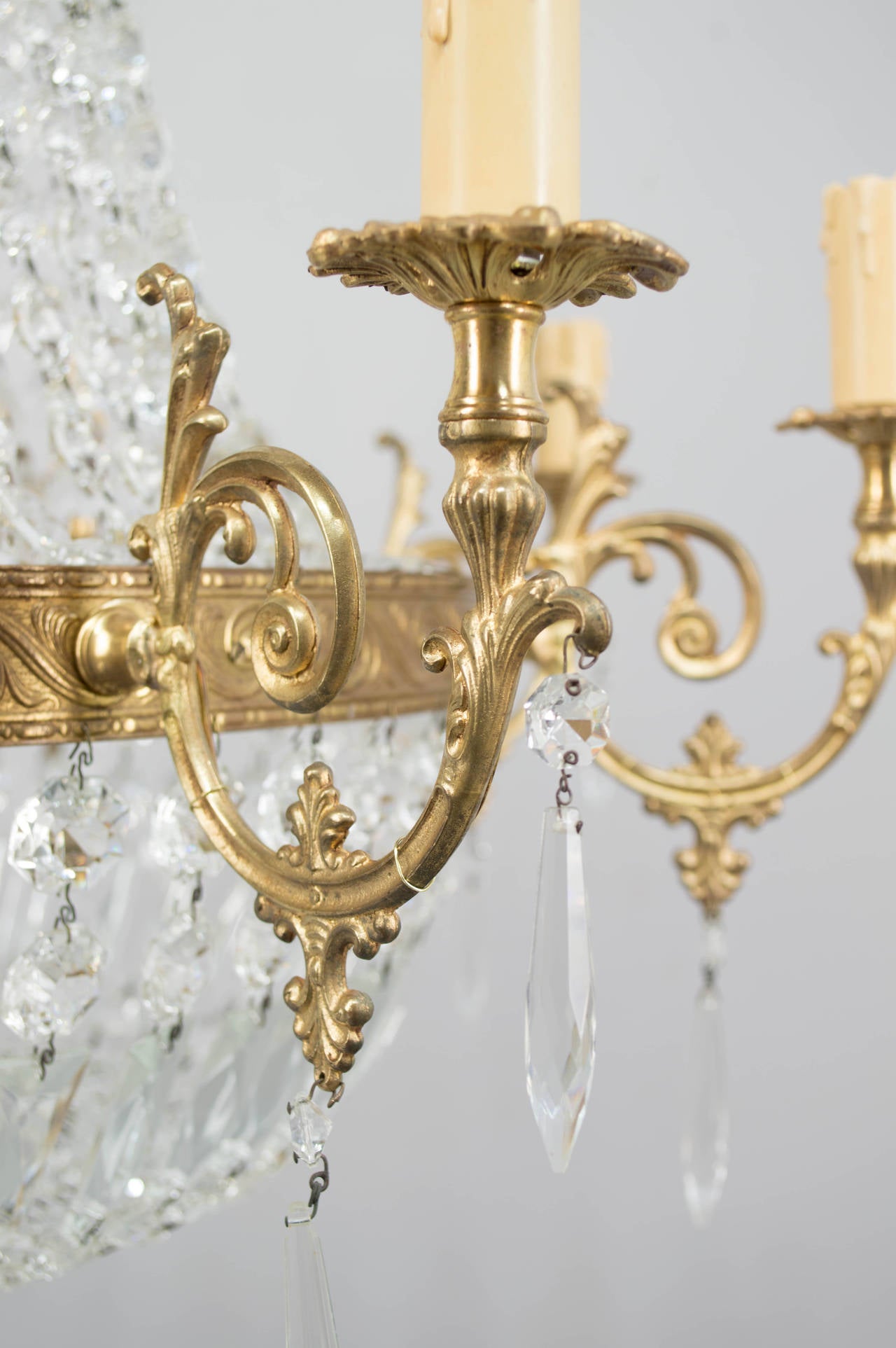 Pair of French Empire Style Crystal Chandeliers 2