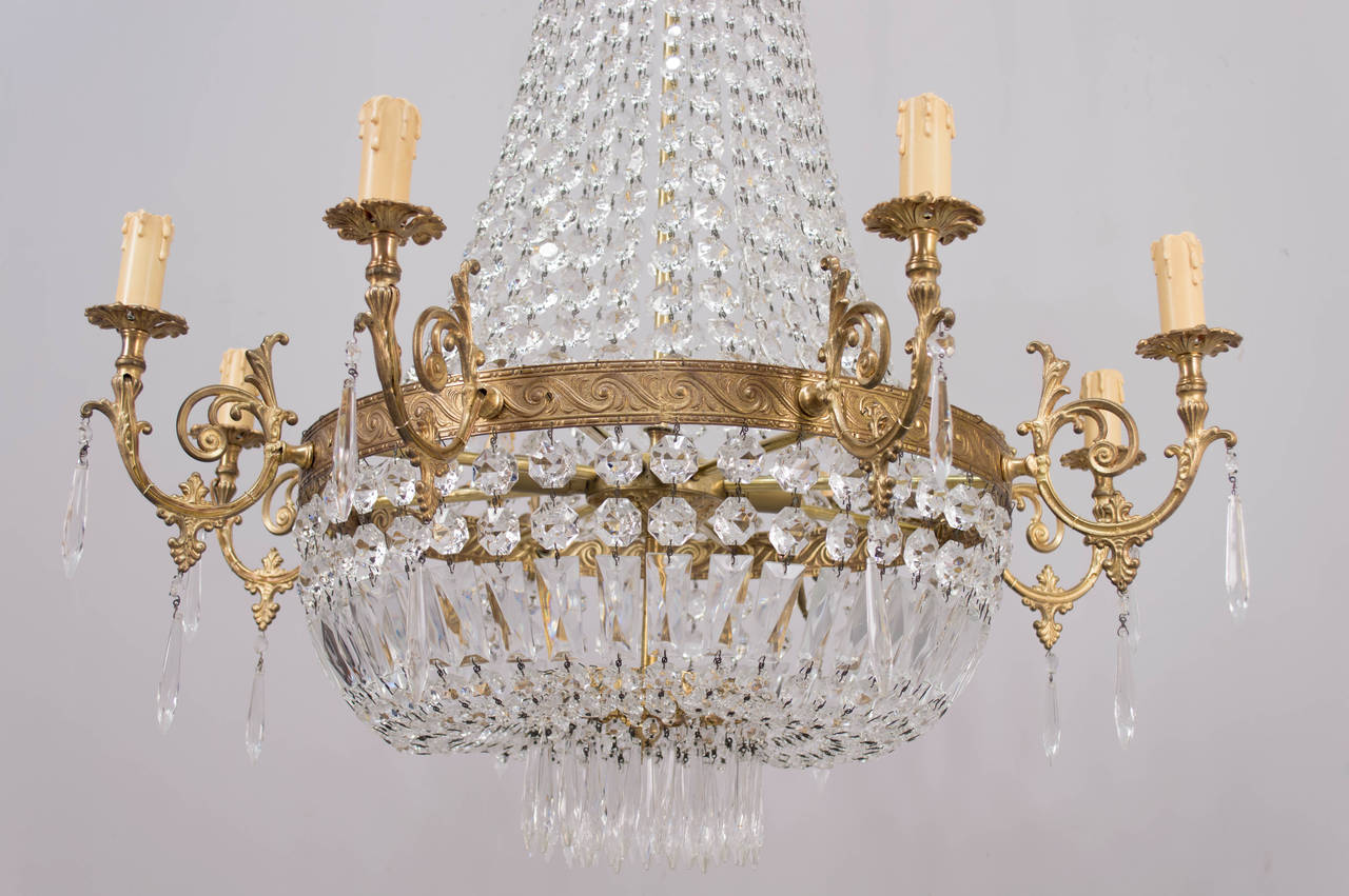 Pair of French Empire Style Crystal Chandeliers 6