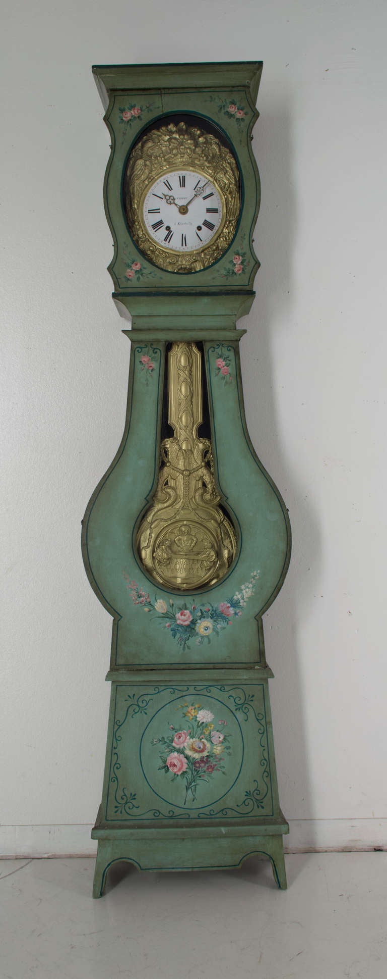 Early 20th Century French Painted Comtoise or Tall Case Clock 1