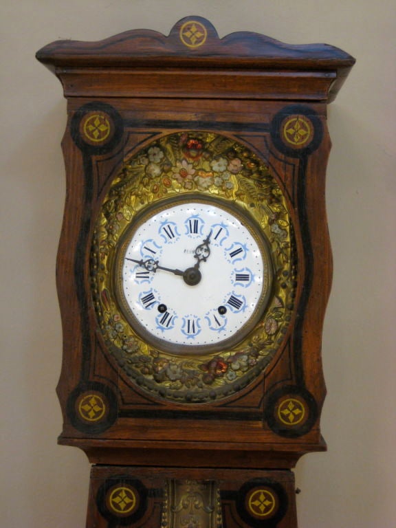 19th Century French Grandfather Morbier Clock or Comtoise