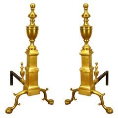 Pair of Federal Solid Brass Andirons