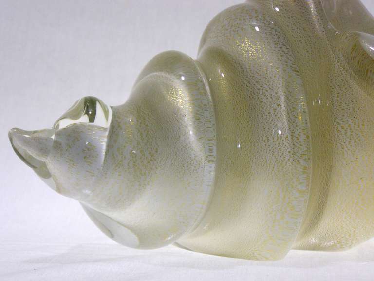 Blown Glass Large Murano Conch Shell Centerpiece Bowl by Alfredo Barbini