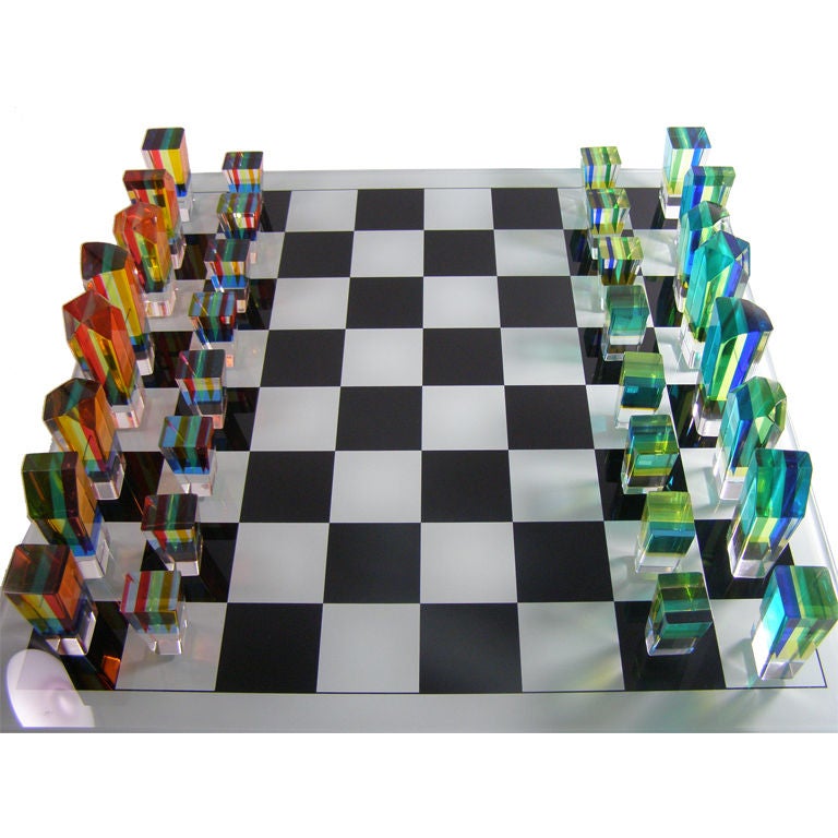 Charles Hollis Jones Lucite Chess Set or Game Board