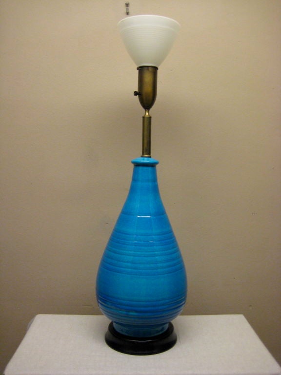 Very Large Frederick Cooper Blue Ceramic Lamp