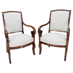 19th C. Pair of French Restauration Fauteuils or Arm Chairs