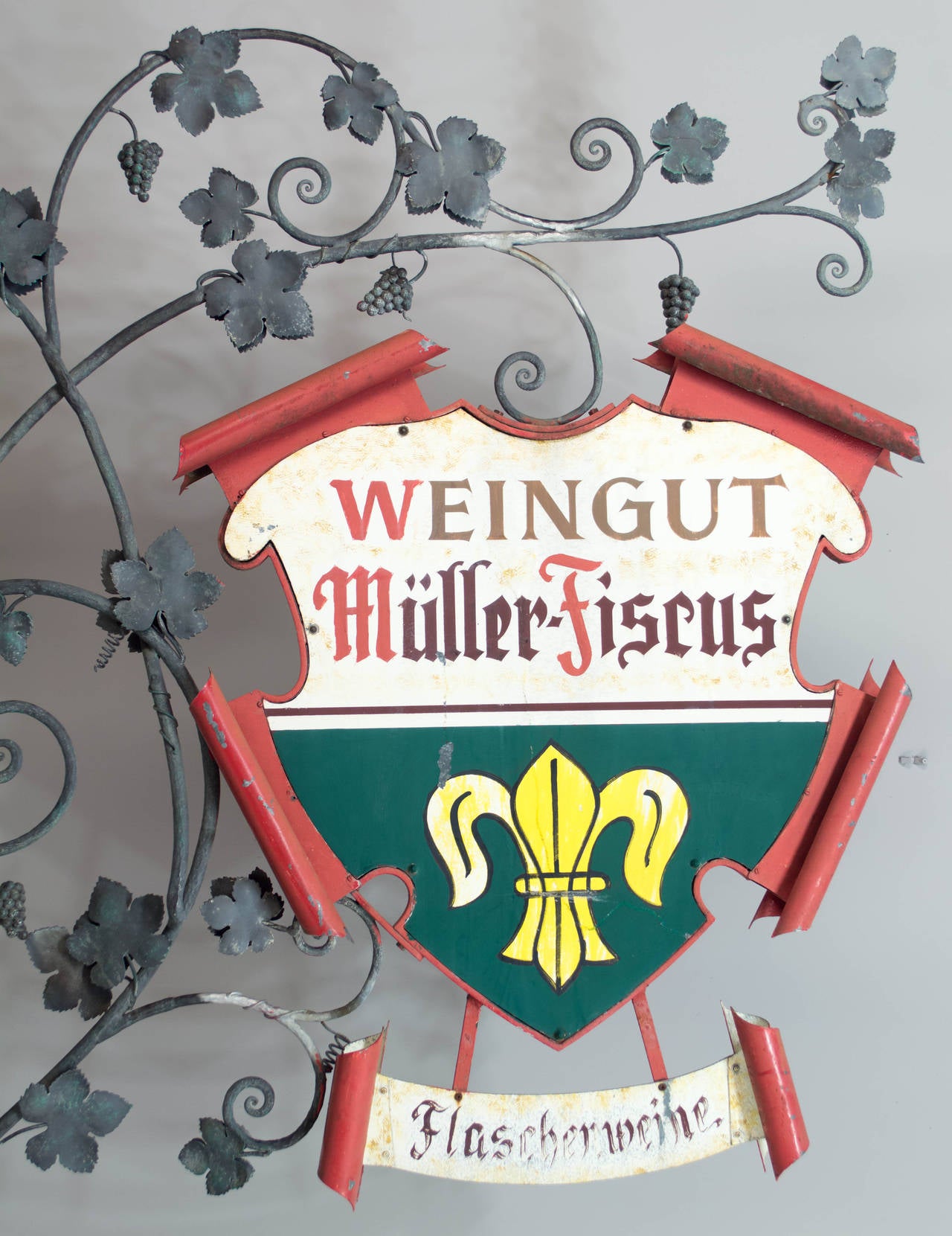 German Large Wrought Iron Winery Sign
