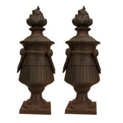 Pair of French Cast Iron Urns.