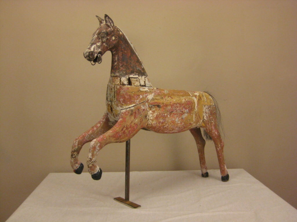 18th Century and Earlier French Wooden and Cast Iron Horse